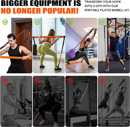 Pilates Bar Kit with Resistance Bands, Portable Pilates Equipment