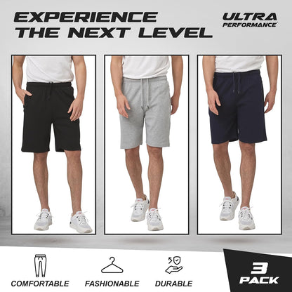 Mens Cotton Shorts 3 Pack Casual Athletic Short for Men