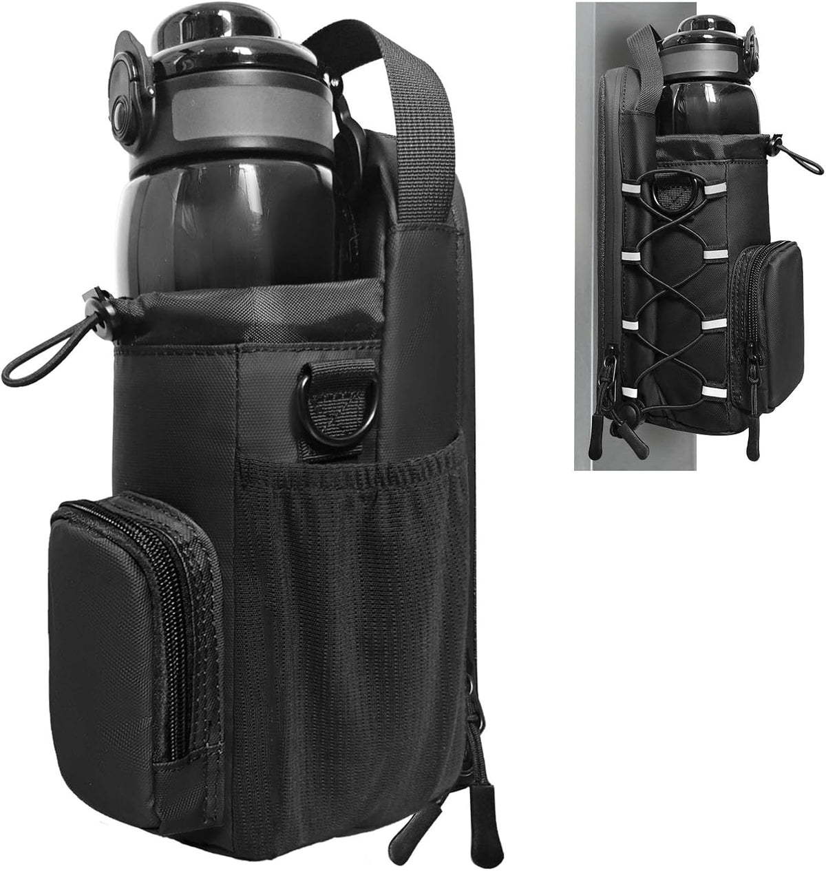 Magnetic Gym Bag, Magnetic Water Bottle Holder & Small Gym Bag, Gym Gifts for Women and Men (Black, <40 OZ)