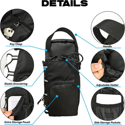 Magnetic Gym Bag, Magnetic Water Bottle Holder & Small Gym Bag, Gym Gifts for Women and Men (Black, <40 OZ)